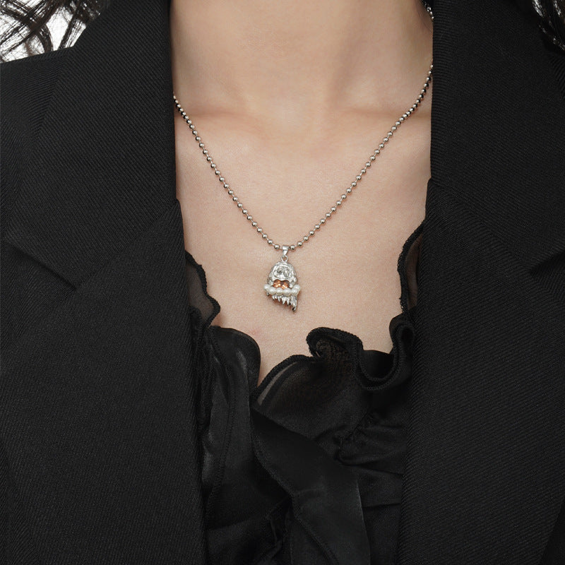 Little Ghost - Pearl &Zircon Necklace