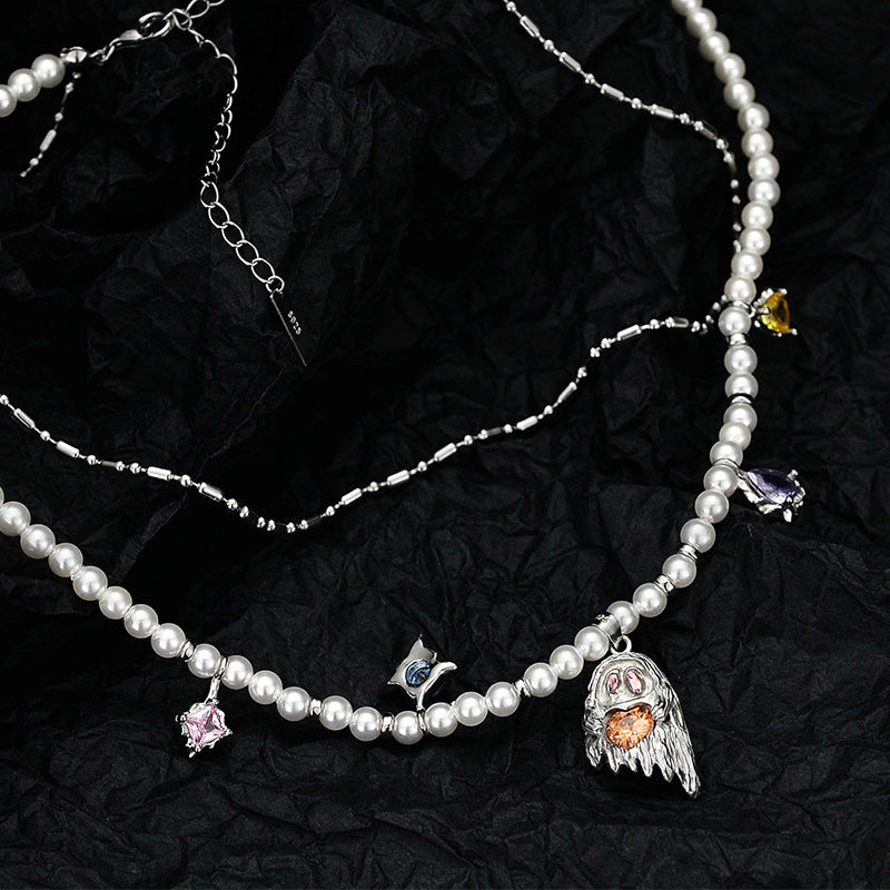 Little Ghost - Pearl &Zircon Necklace