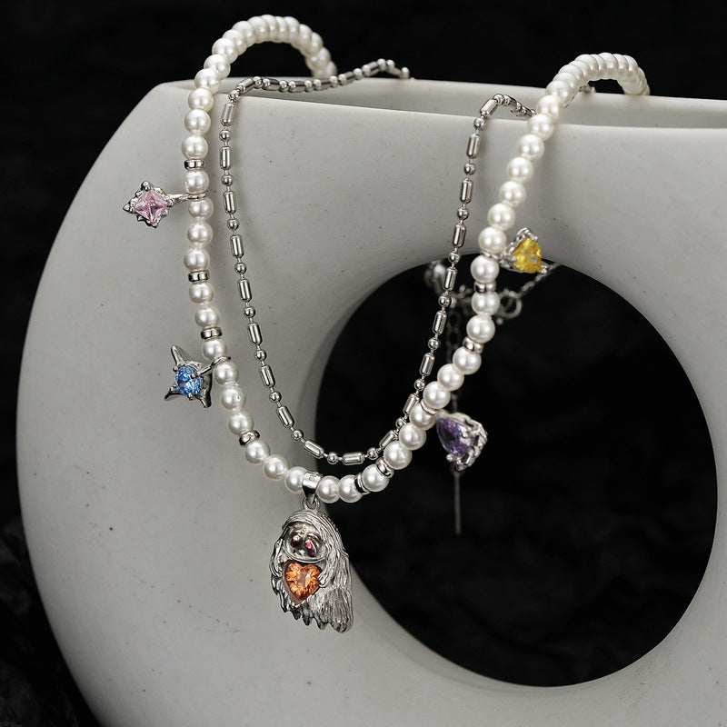 Little Ghost - Pearl &Zircon Necklace