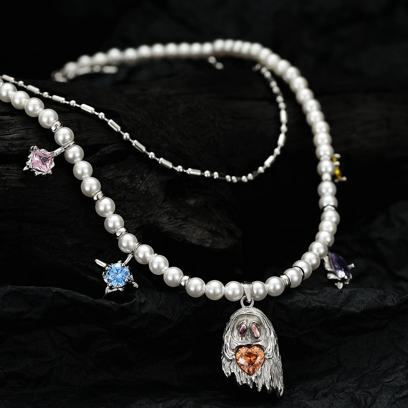 Little Ghost - Pearl &Zircon Necklace