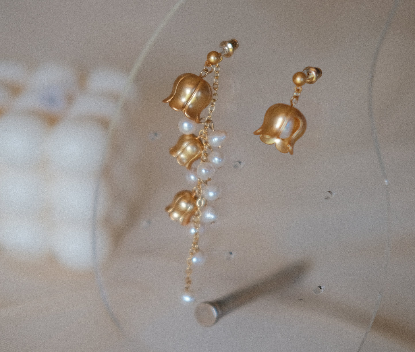 Lily of the Valley Asymmetrical Earrings